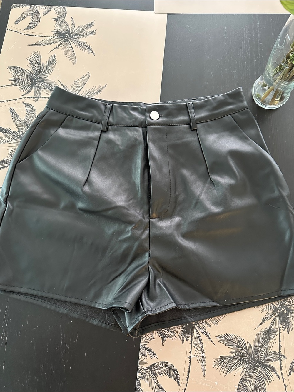 Urban Planet Black Faux Leather High-Waist Shorts